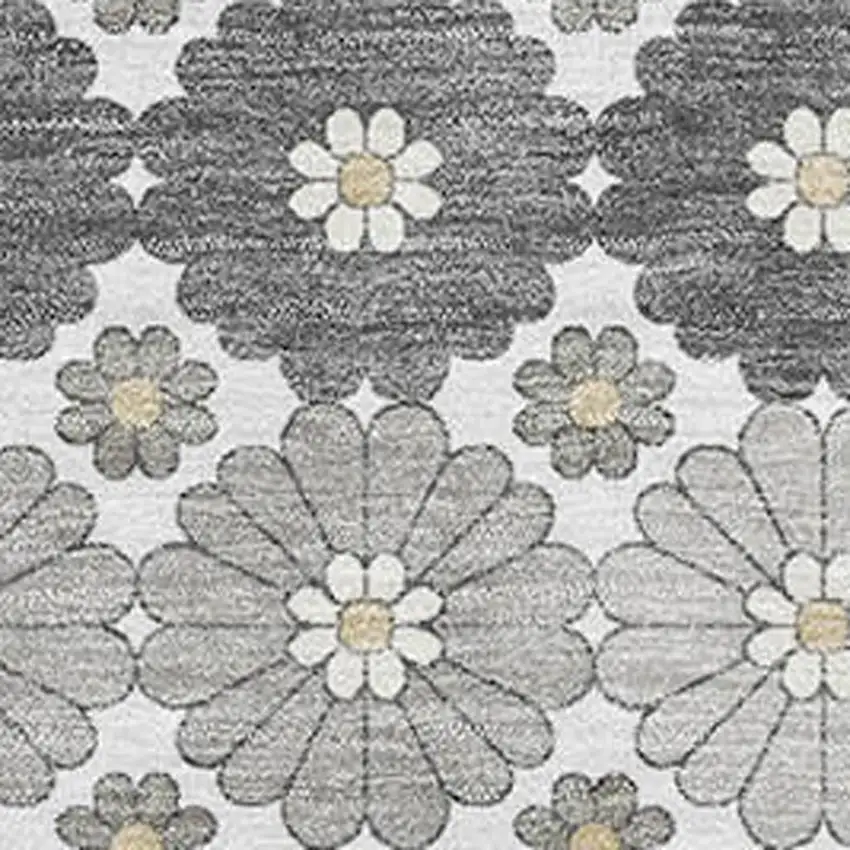 Gray Silver And Beige Geometric Washable Area Rug With UV Protection Photo 2