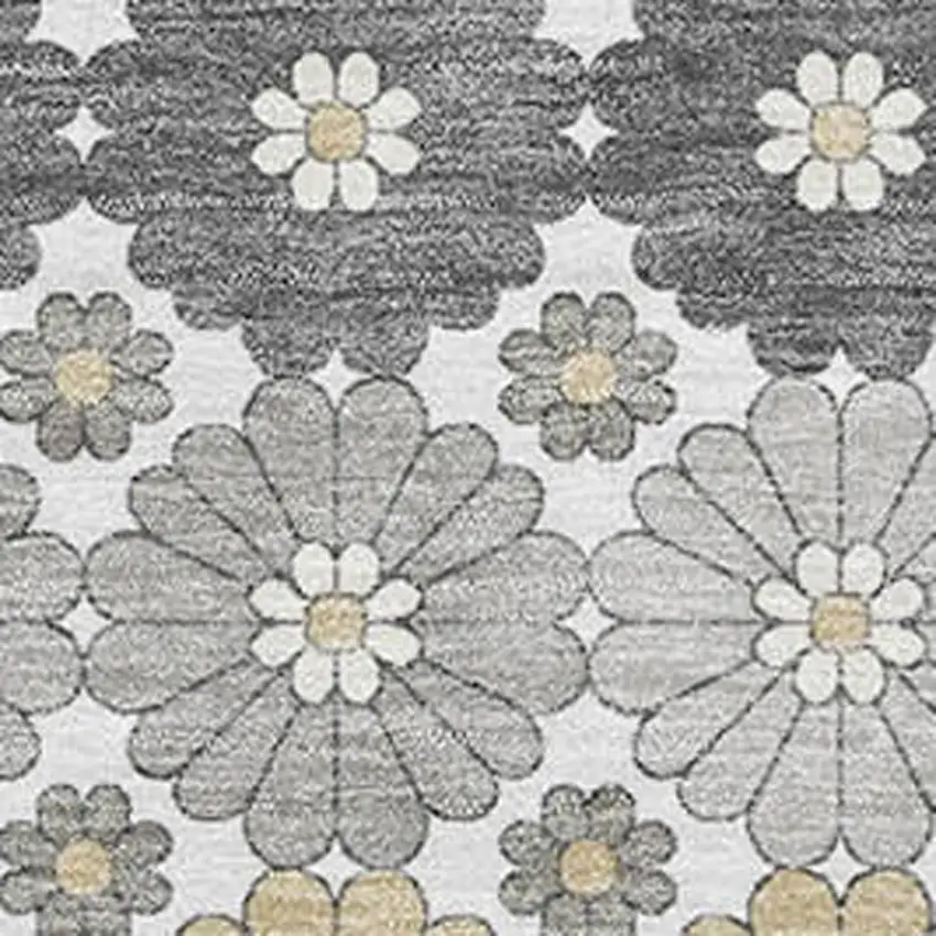 Gray Silver And Beige Geometric Washable Area Rug With UV Protection Photo 2