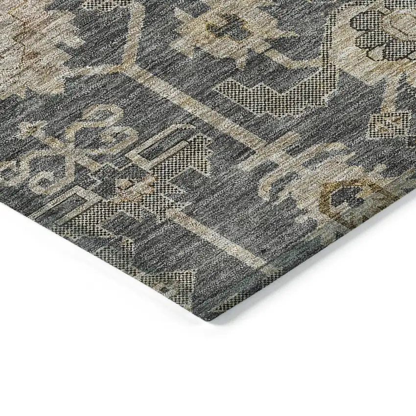 Gray Silver And Beige Oriental Washable Indoor Outdoor Area Rug Photo 3