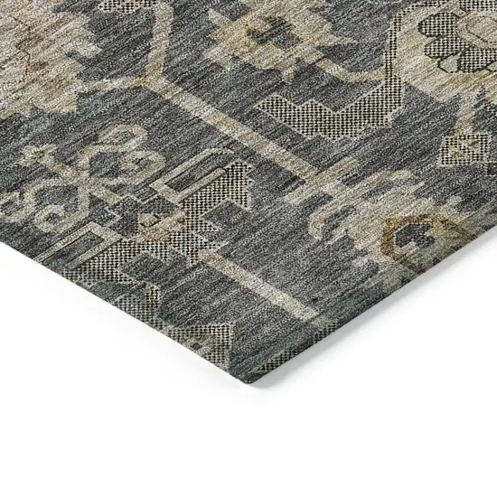 Gray Silver And Beige Oriental Washable Indoor Outdoor Area Rug Photo 3