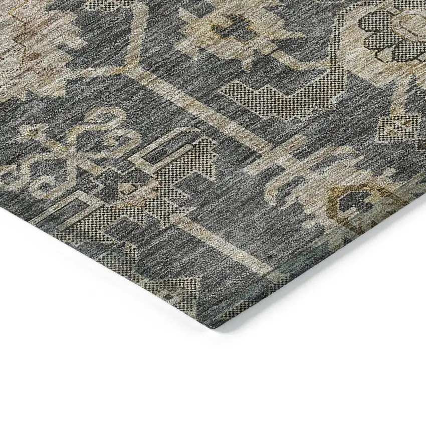 Gray Silver And Beige Oriental Washable Indoor Outdoor Area Rug Photo 3