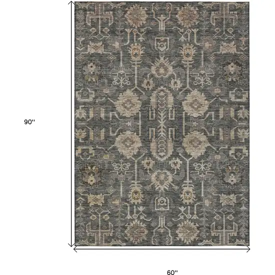 Gray Silver And Beige Oriental Washable Indoor Outdoor Area Rug Photo 9