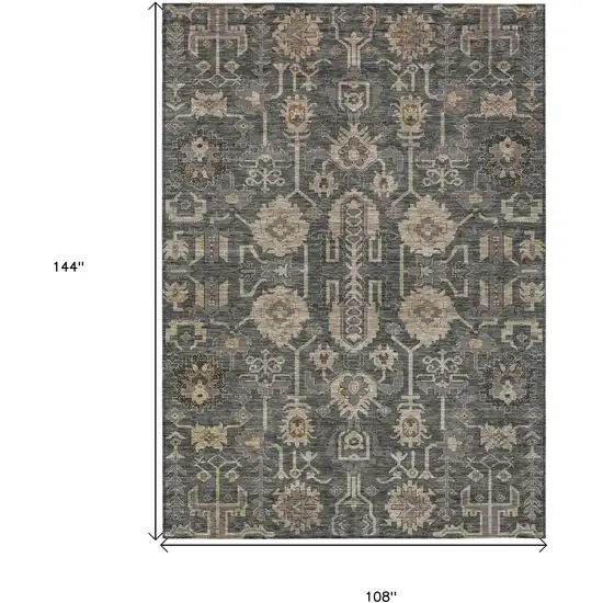 Gray Silver And Beige Oriental Washable Indoor Outdoor Area Rug Photo 3