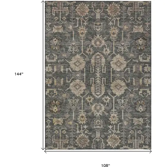 Gray Silver And Beige Oriental Washable Indoor Outdoor Area Rug Photo 3