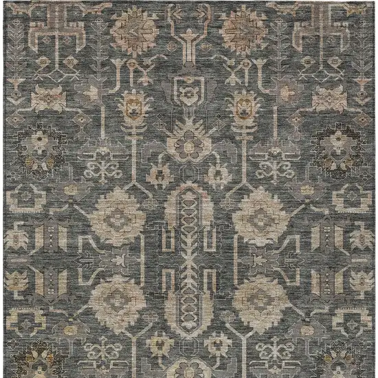 Gray Silver And Beige Oriental Washable Indoor Outdoor Area Rug Photo 5