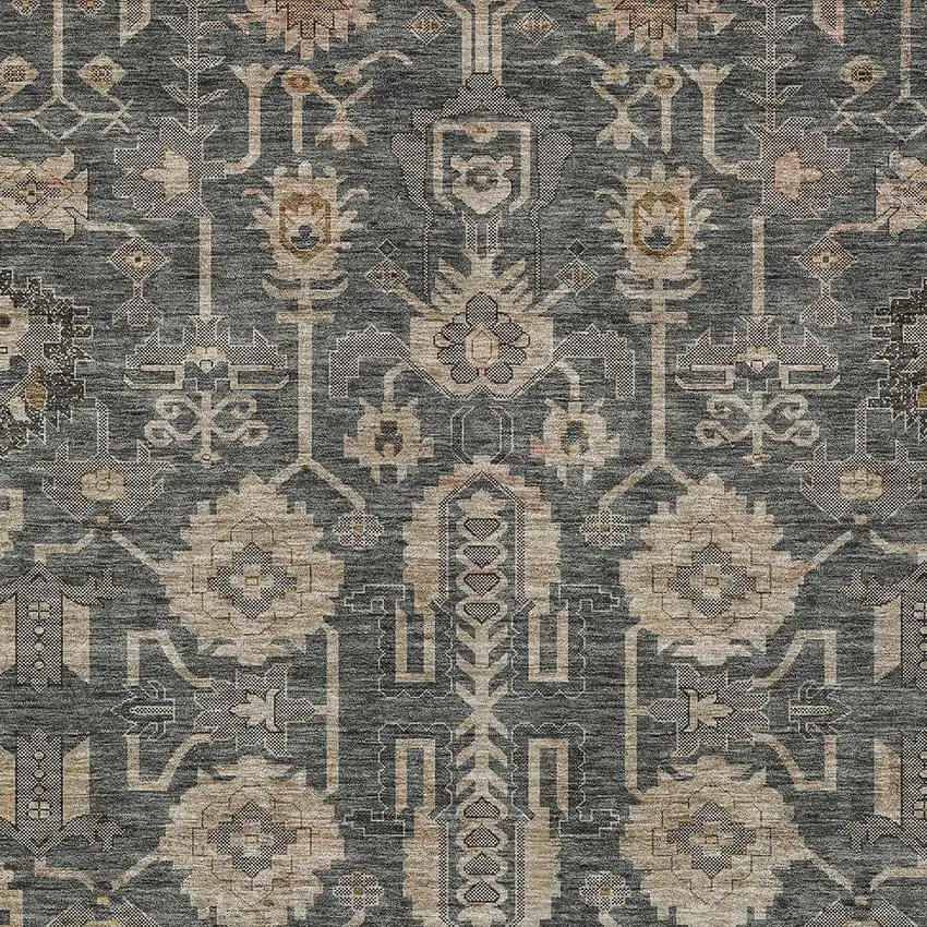 Gray Silver And Beige Oriental Washable Indoor Outdoor Area Rug Photo 4