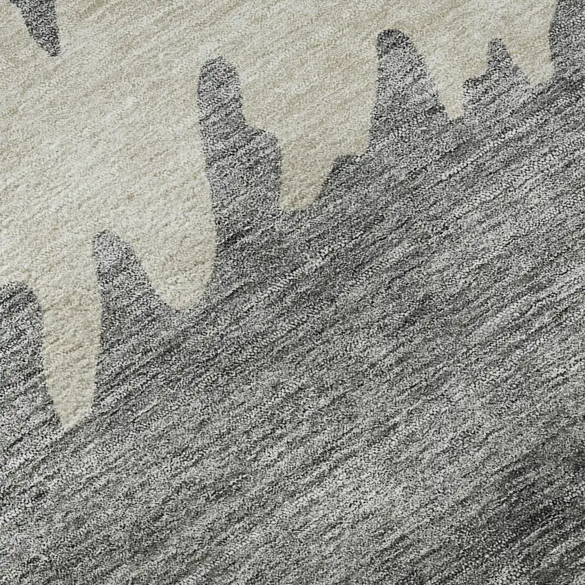 Gray Silver And Beige Striped Washable Area Rug With UV Protection Photo 9