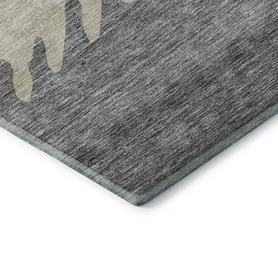 Gray Silver And Beige Striped Washable Area Rug With UV Protection Photo 7