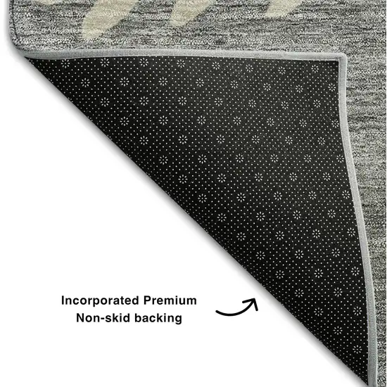 Gray Silver And Beige Striped Washable Area Rug With UV Protection Photo 6