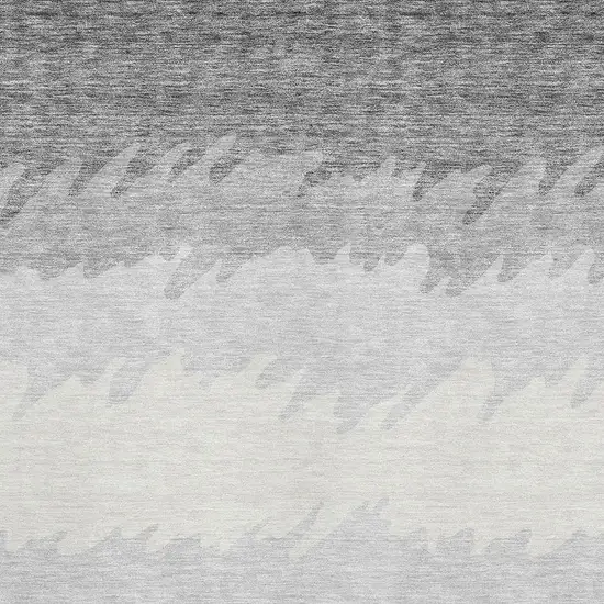 Gray Silver And Beige Striped Washable Area Rug With UV Protection Photo 3