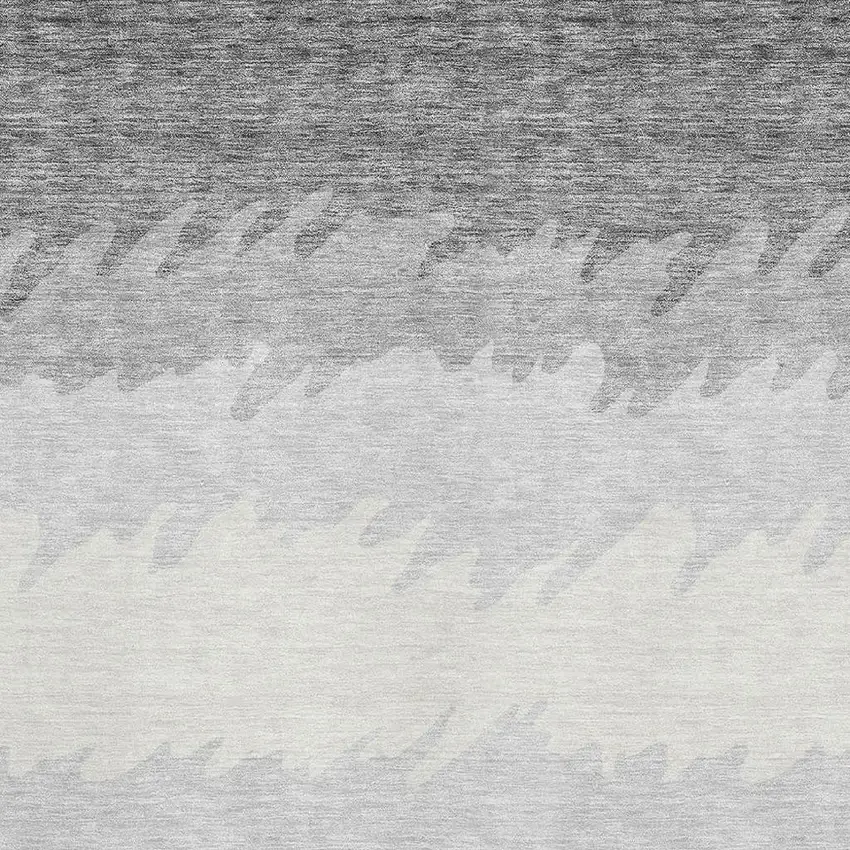 Gray Silver And Beige Striped Washable Area Rug With UV Protection Photo 3