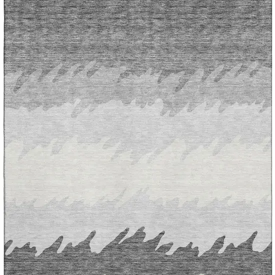 Gray Silver And Beige Striped Washable Area Rug With UV Protection Photo 4