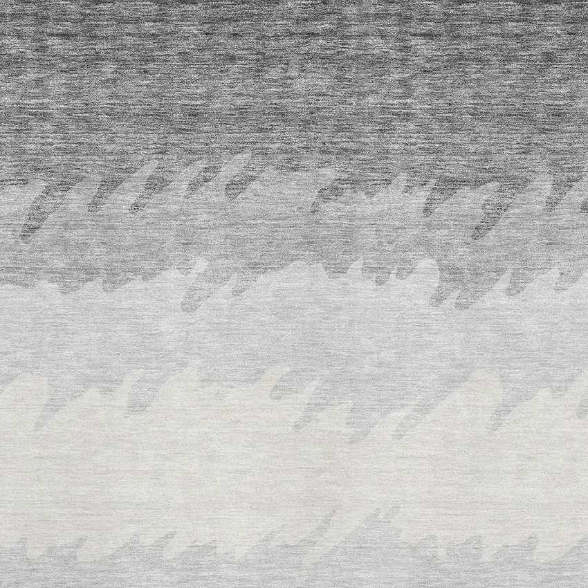 Gray Silver And Beige Striped Washable Area Rug With UV Protection Photo 3