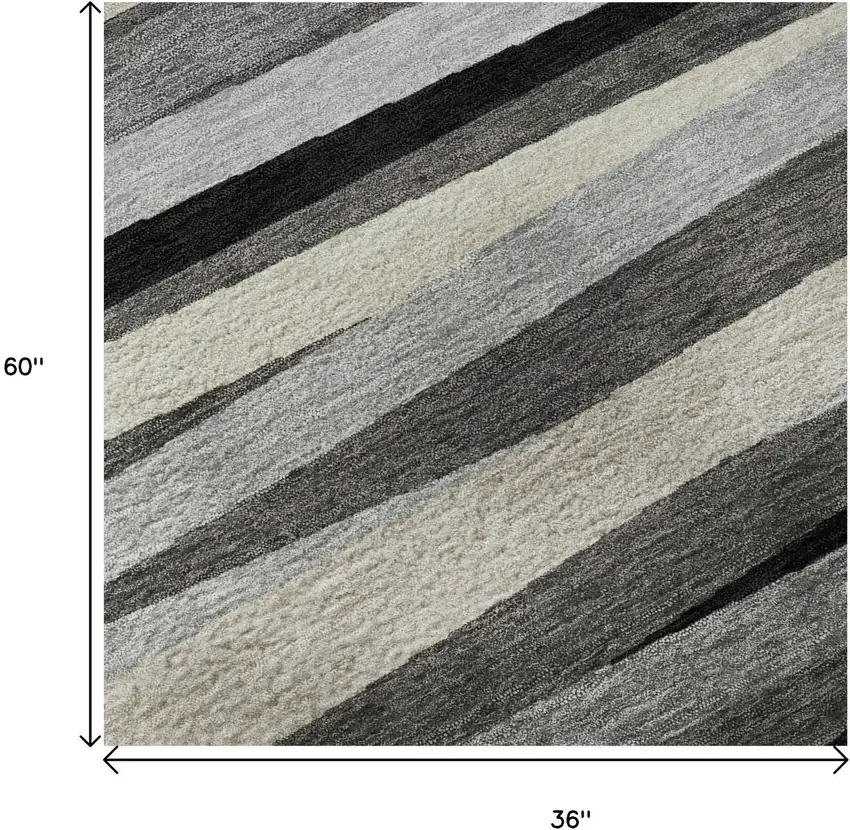 Gray Silver And Beige Striped Washable Area Rug With UV Protection Photo 8