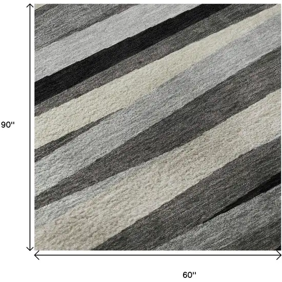 Gray Silver And Beige Striped Washable Area Rug With UV Protection Photo 8