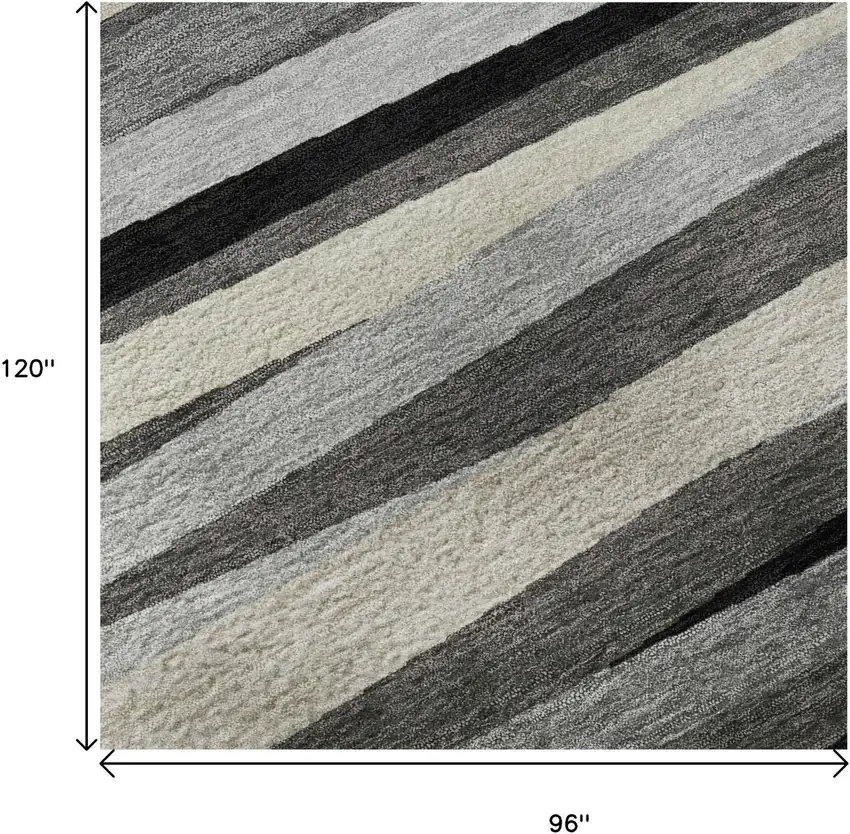 Gray Silver And Beige Striped Washable Area Rug With UV Protection Photo 9