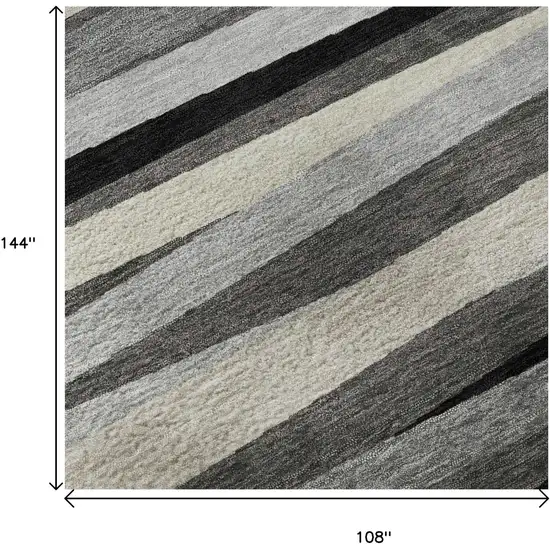 Gray Silver And Beige Striped Washable Area Rug With UV Protection Photo 9