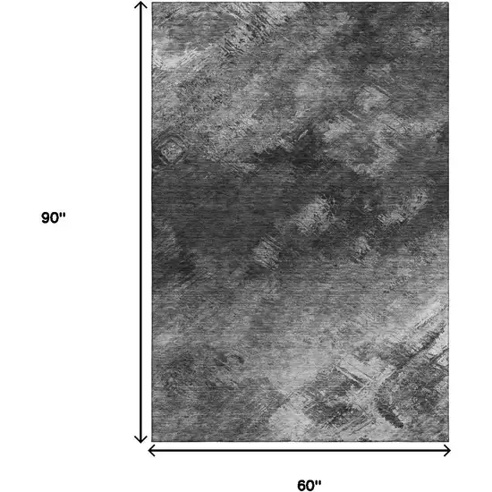 Gray Silver And Black Abstract Washable Area Rug With UV Protection Photo 7