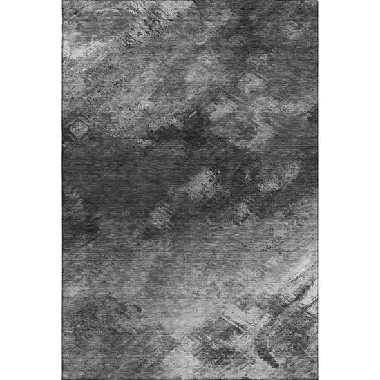 Gray Silver And Black Abstract Washable Area Rug With UV Protection Photo 2