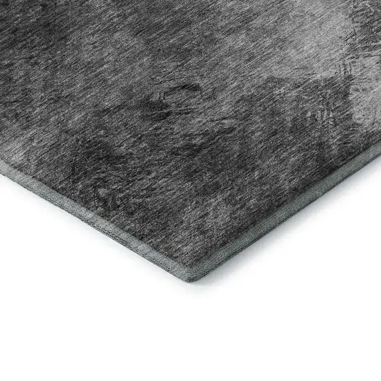 Gray Silver And Black Abstract Washable Area Rug With UV Protection Photo 9