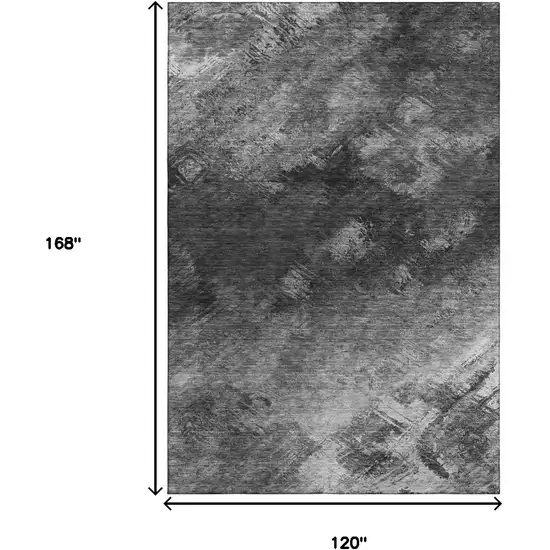 Gray Silver And Black Abstract Washable Area Rug With UV Protection Photo 5
