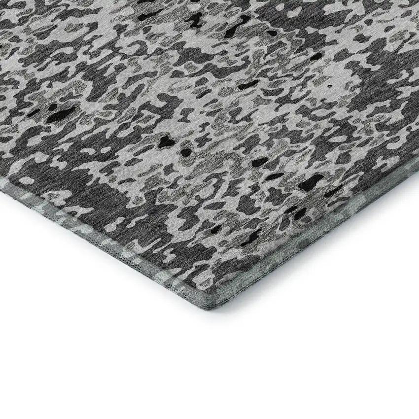 Gray Silver And Black Abstract Washable Area Rug With UV Protection Photo 6
