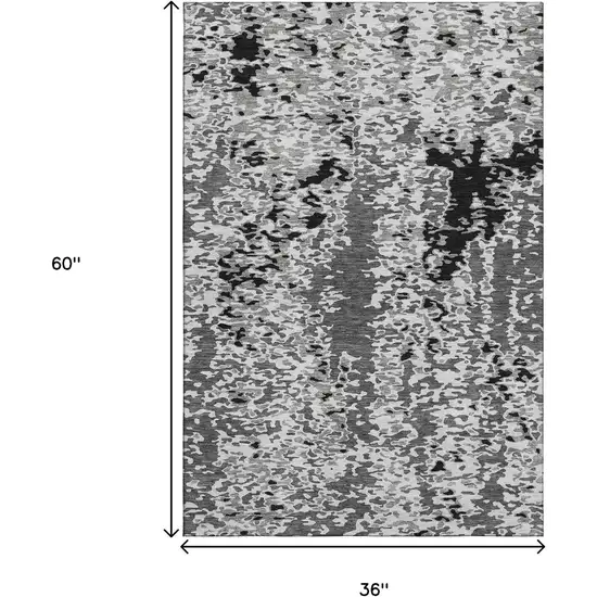 Gray Silver And Black Abstract Washable Area Rug With UV Protection Photo 9