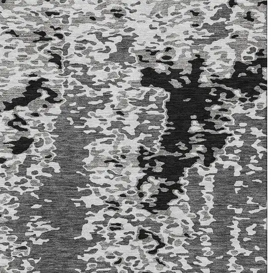 Gray Silver And Black Abstract Washable Area Rug With UV Protection Photo 2