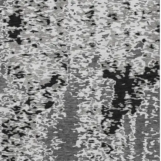 Gray Silver And Black Abstract Washable Area Rug With UV Protection Photo 3
