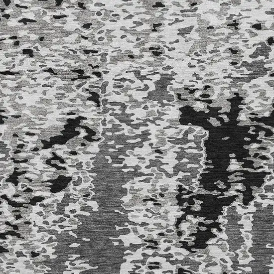 Gray Silver And Black Abstract Washable Area Rug With UV Protection Photo 2