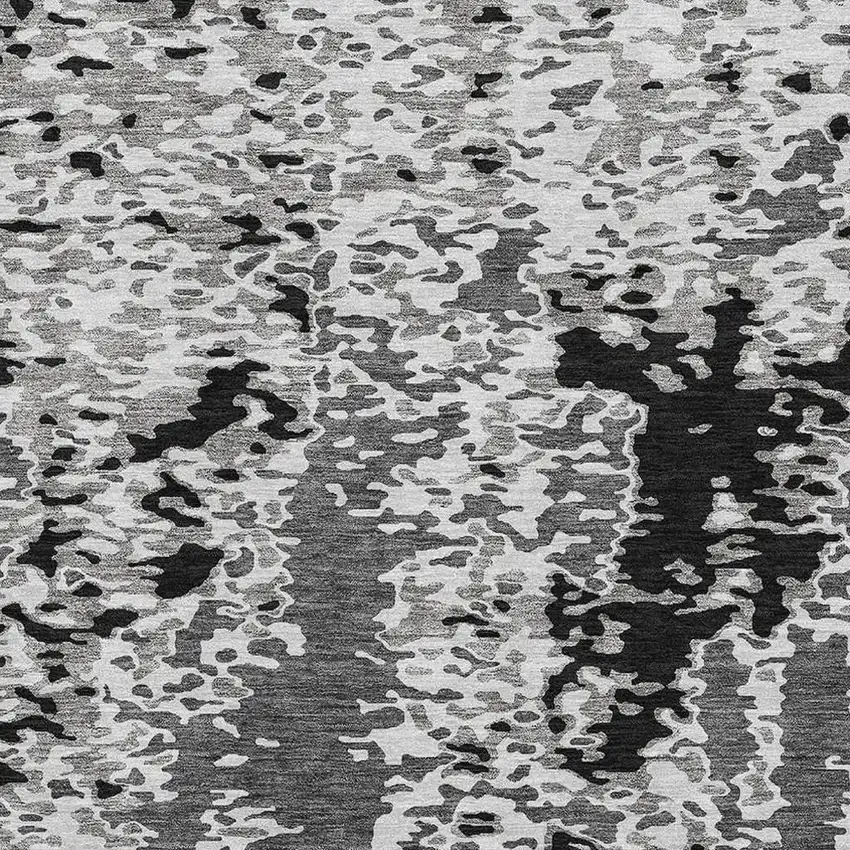 Gray Silver And Black Abstract Washable Area Rug With UV Protection Photo 2