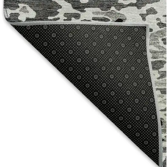 Gray Silver And Black Abstract Washable Area Rug With UV Protection Photo 6