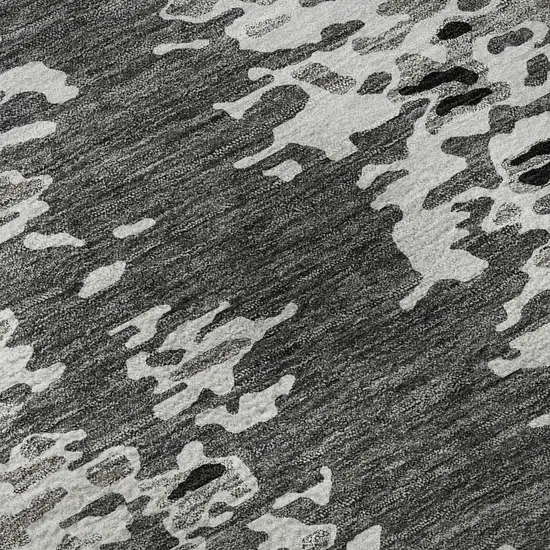 Gray Silver And Black Abstract Washable Area Rug With UV Protection Photo 9