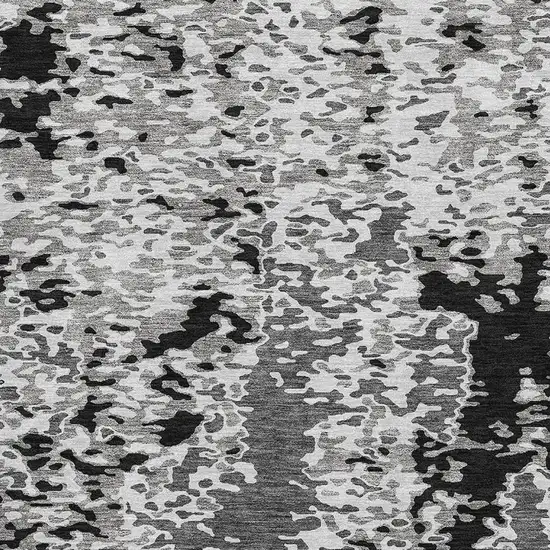 Gray Silver And Black Abstract Washable Area Rug With UV Protection Photo 2