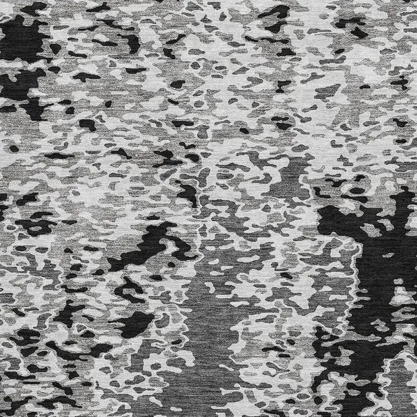 Gray Silver And Black Abstract Washable Area Rug With UV Protection Photo 2