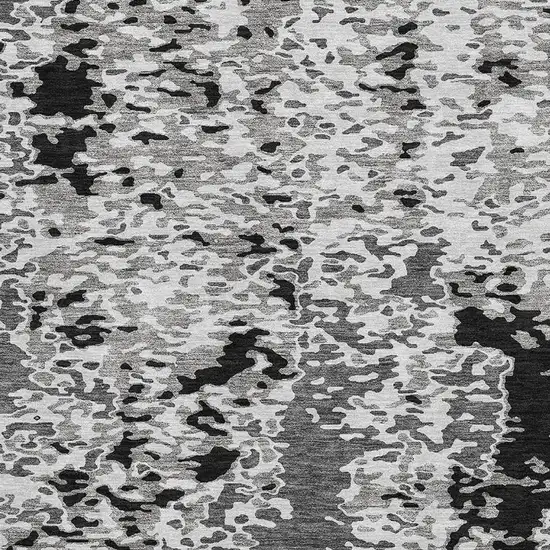 Gray Silver And Black Abstract Washable Area Rug With UV Protection Photo 2