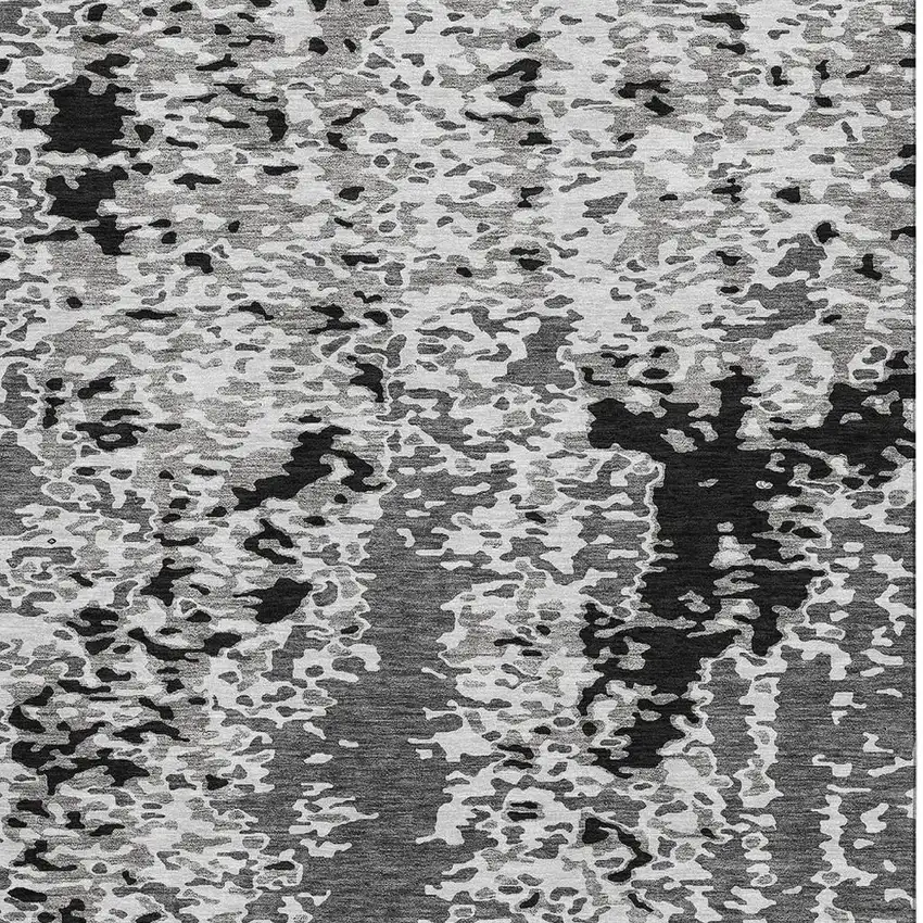 Gray Silver And Black Abstract Washable Area Rug With UV Protection Photo 3
