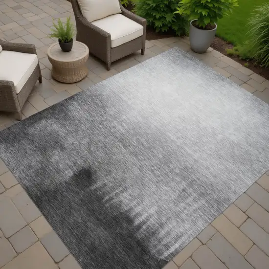 Gray Silver And Black Abstract Washable Indoor Outdoor Area Rug Photo 7