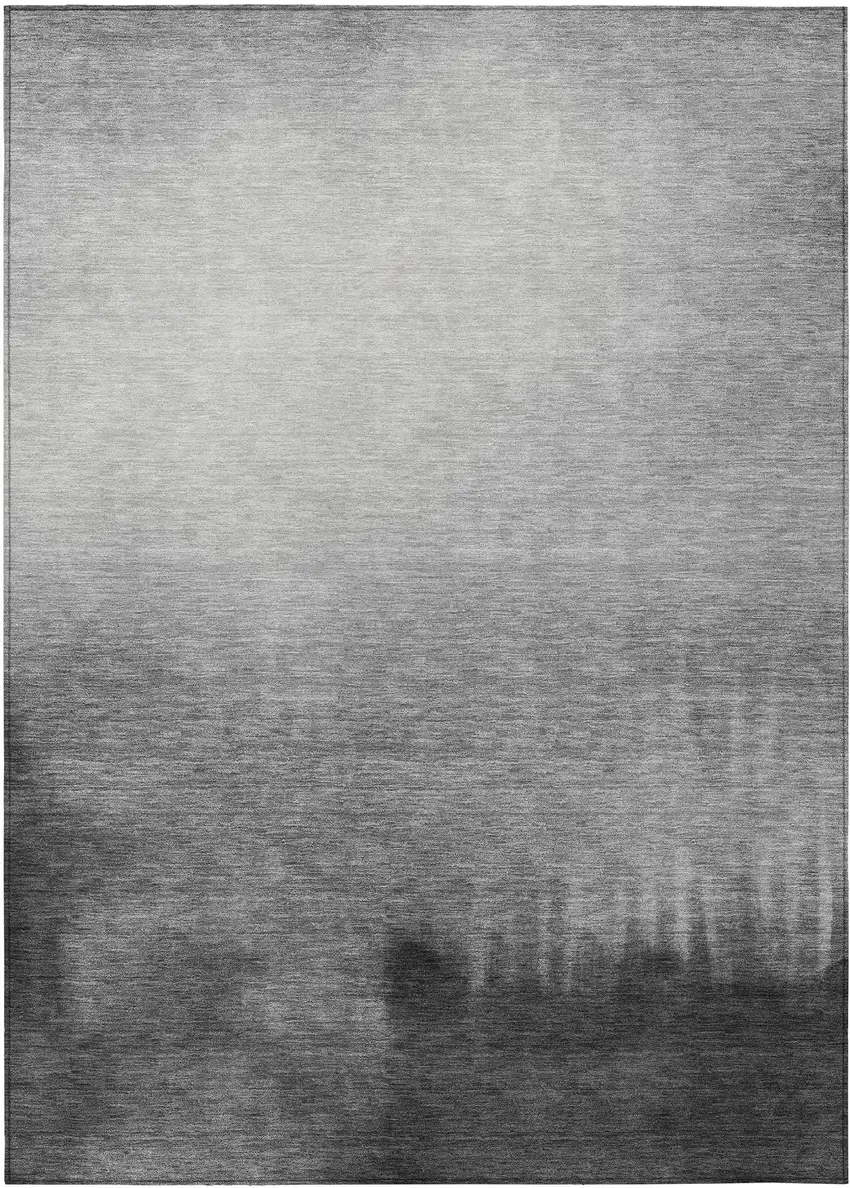 Gray Silver And Black Abstract Washable Indoor Outdoor Area Rug Photo 1