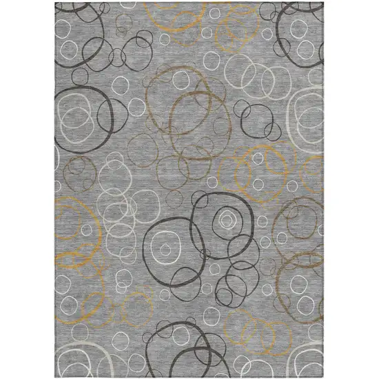 Gray Silver And Black Geometric Washable Indoor Outdoor Area Rug Photo 3