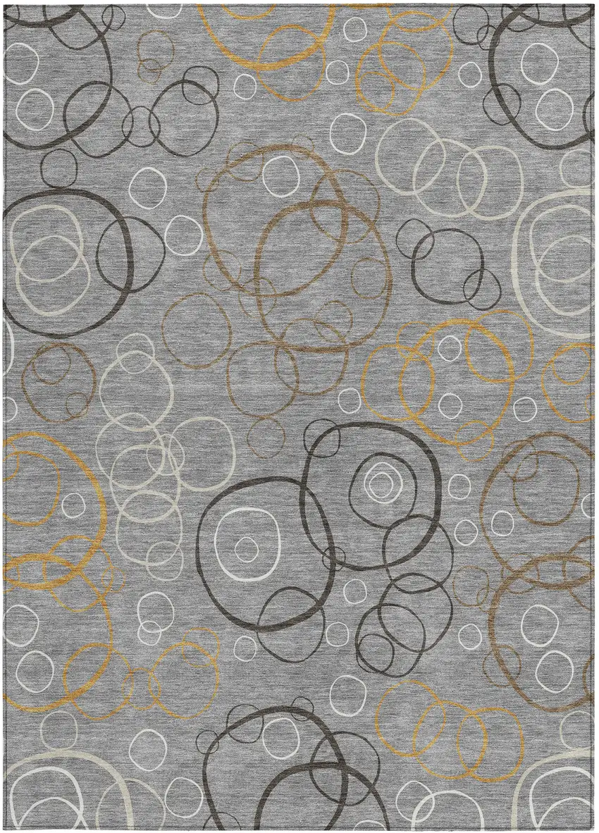 Gray Silver And Black Geometric Washable Indoor Outdoor Area Rug Photo 3