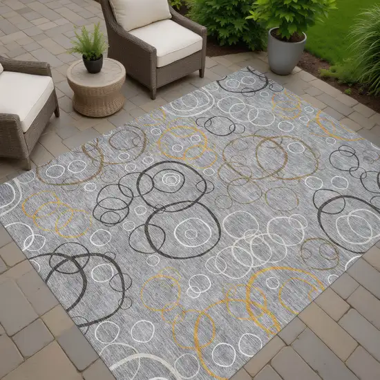 Gray Silver And Black Geometric Washable Indoor Outdoor Area Rug Photo 7