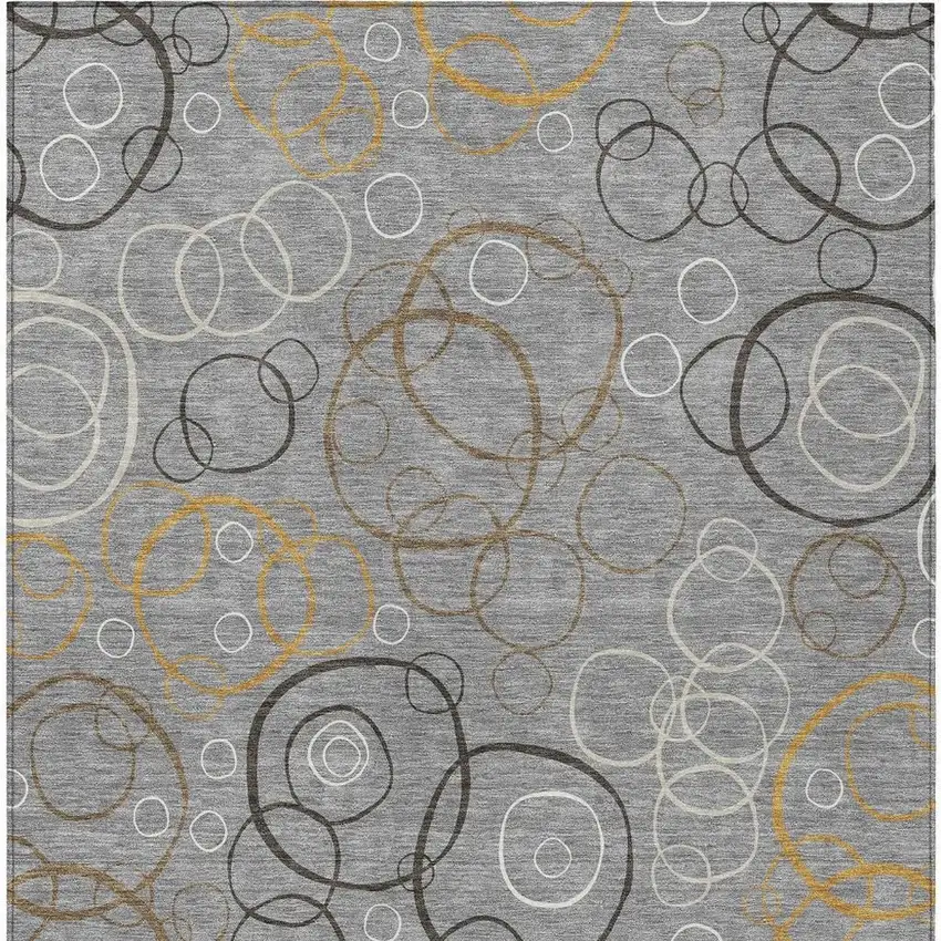 Gray Silver And Black Geometric Washable Indoor Outdoor Area Rug Photo 3
