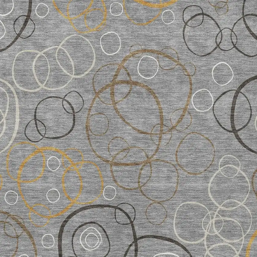 Gray Silver And Black Geometric Washable Indoor Outdoor Area Rug Photo 2