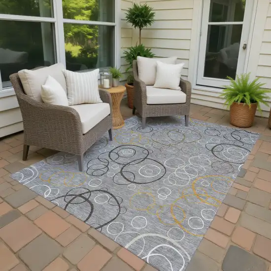 Gray Silver And Black Geometric Washable Indoor Outdoor Area Rug Photo 4