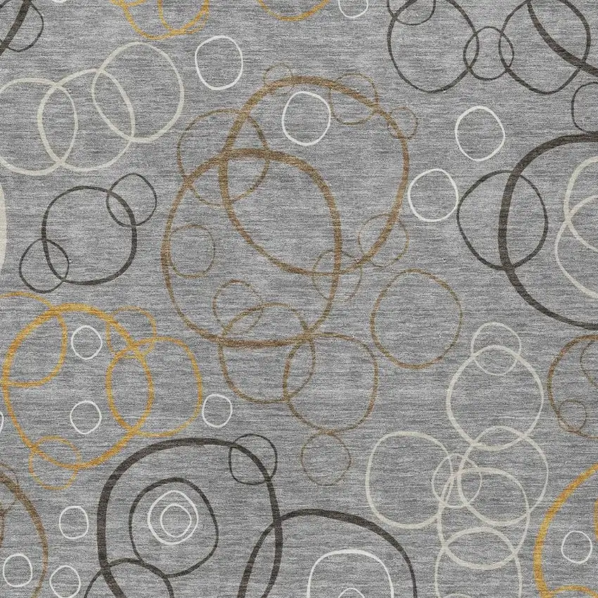 Gray Silver And Black Geometric Washable Indoor Outdoor Area Rug Photo 2