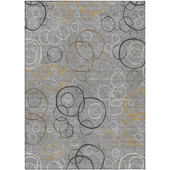 Gray Silver And Black Geometric Washable Indoor Outdoor Area Rug Photo 1