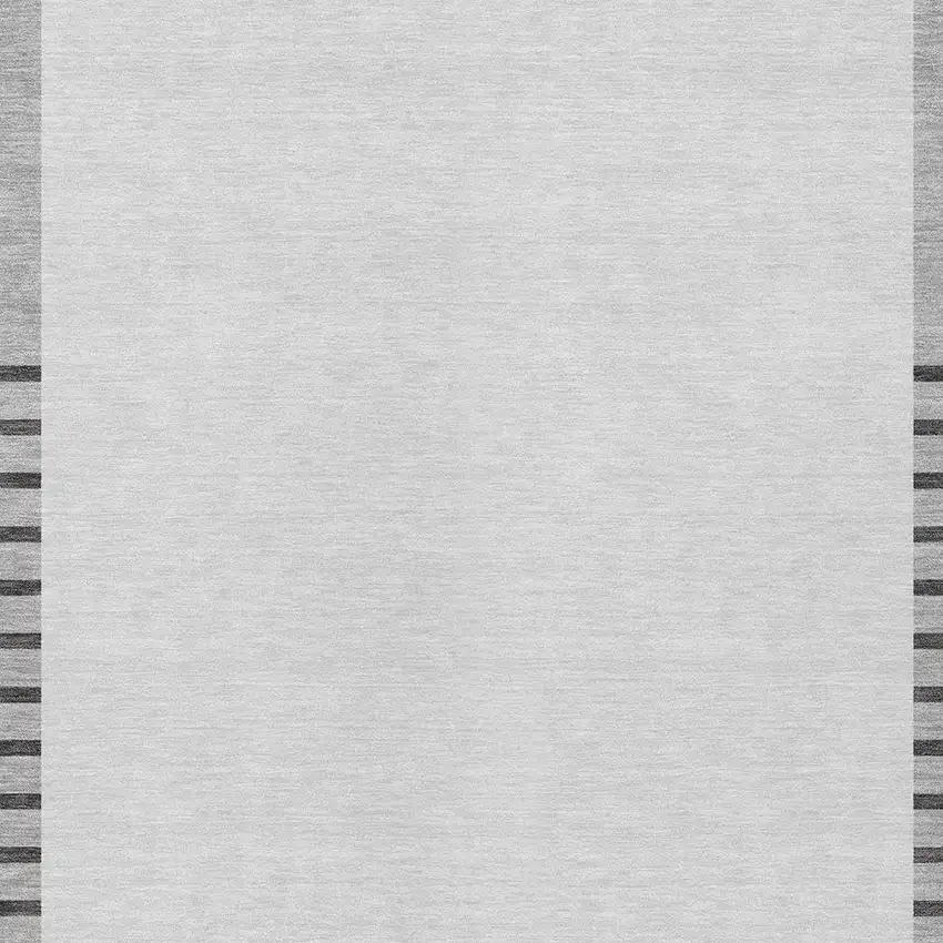 Gray Silver And Black Striped Washable Indoor Outdoor Area Rug Photo 5