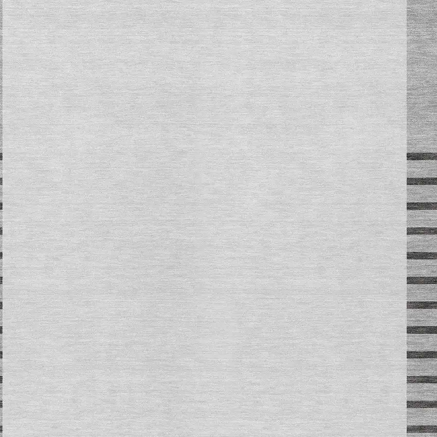 Gray Silver And Black Striped Washable Indoor Outdoor Area Rug Photo 5