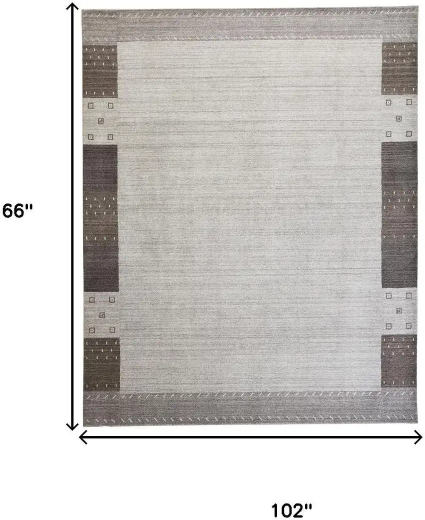 Gray Silver And Black Wool Hand Knotted Stain Resistant Area Rug Photo 3